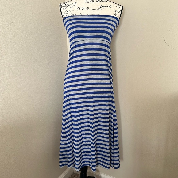 Blue / Gray Striped Maxi Skirt - Picture 3 of 3